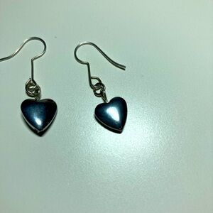 Handmade silver heart earrings, cute solid heart earrings